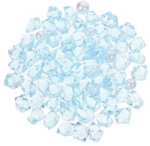 SHINEOFI Galets Décoratifs en Résine Transparente 40g pour Aquarium d'eau Douce, Pierres de Cristal Nacré Bleues, Substrat Naturel pour Poissons Rouges, Gravier Décoratif pour Décoration