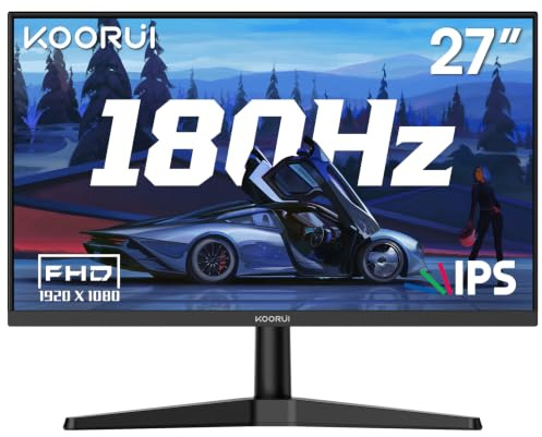 KOORUI Monitor Gaming 27 Pollici IPS FHD 180Hz Sottile VESA Schermo G2711V | Schermo 27 1920x1080p Senza Cornice, Contrasto 1500:1, Hardware Low Blue Light, HDMI 1.4, VGA, Uscita Audio, Inclinabile
