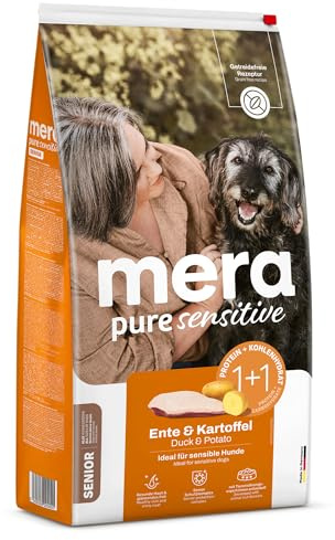 MERA Pure Sensitive Senior Ente & Kartoffel 12,5kg Hundefutter getreidefrei | Hochwertige Rezeptur mit Monoprotein – hohe Verträglichkeit, magenschonend, für alle Rassen & sensible Hunde geeignet