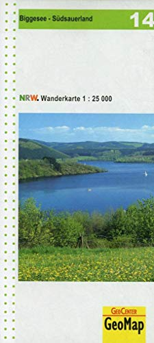 Biggesee - Südsauerland Blatt 14, topographische Wanderkarte NRW: 1:25.000