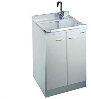 LAVATOIO MONTEGRAPPA LAVELLA 60X60 BIANCO C/CESTO ASSE LEGNO MANIGLIA CROMATA