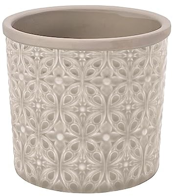 Burgon & Ball Porto Indoor Glazed Ceramic Plant Pot, Large, Soft Grey