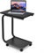 COSTWAY 2 Ebenen Beistelltisch, Sofatisch auf Rollen, Laptoptisch C-Form, mobiler Kaffeetisch mit Metallrahmen, für Sofa und Bett, 50 x 30 x 59 cm