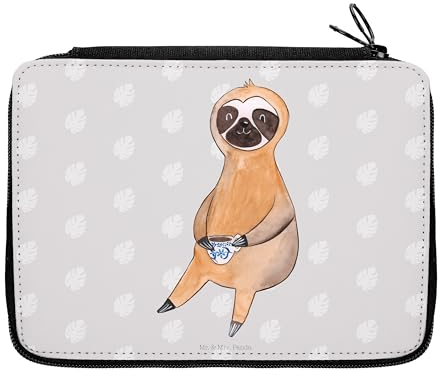 Mr. & Mrs. Panda Federmäppchen Faultier Kaffee - Geschenk, Schlampermäppchen, Kaffeetasse, Federtasche, Coffeelover, Coffeeaddict, Coffee, Mäppchen, Morgenmuffel, Stifteetui, Bleistiftetui