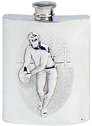 Rugby Hip Flask 4oz Kidney Shape Fine English Pewter Engravable