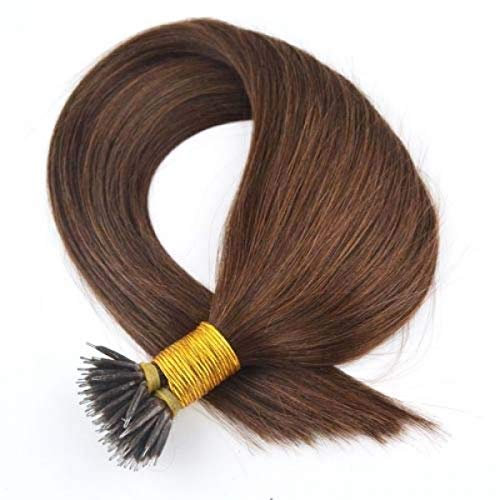 Nano Ring Hair Extensions Medium Brown #4 Colour 16, 18, 20, 22 Inches Long. 100% Remy Human Hair with Nano beads included! (20 Length)