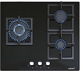 SCI 6021 BK - Gasherd mit Butangas und 3 Gaskochfeldern - 1 Dreifache Krone - Geeignet für das Kochen mit Erdgas - 59 cm Breite - Gesamtleistung 6,25 kW - Brenner und Grills mit Gas aus Eisen - Cata