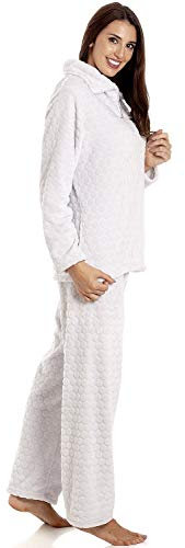 Camille Women's 2 Piece Super Soft Pyjama Set - Spot Thick Fleece Full Length PJ Set -Long Sleeved with Elasticated Waist for Ultimate Comfort & Warmth