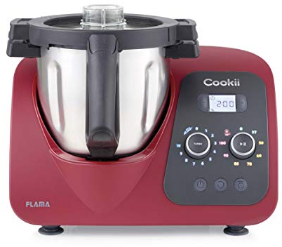 Flama Robot de Cocina Multifunción Cookii 2187FL, 1500W, Wi-Fi, 8 Temperaturas entre 37 y 120 °C, 10 Velocidades, Capacidad de hasta 5 kg, Recipiente de 3.8 L, Más de 200 Recetas, Red Chili