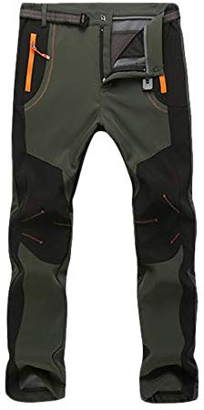 Pantalon Homme Doublé en Polaire Hiver Softshell Pantalon Femme Pantalon Épaississement Coupe-Vent Imperméable Outdoor Sport Camping Randonnée Trekking Pantalon de Montagne