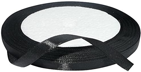 AERZETIX - C50504 - Satinband dekorativ glänzendes - 6mm x 22 meter - schwarz - kreative projekte nähkunst geschenkverpackung zur geburtstagsfeier