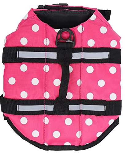 EVTSCAN Hundeschwimmwesten, Hundeschwimmweste Pet verstellbare reflektierende Schwimmwesten mit hohem Auftrieb(XS-Rosa)