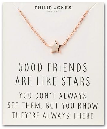 Philip Jones Rose Gold Plated Star Necklace with Quote Card
