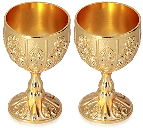 2 Golden CUPS, Golden CUPS Vintage métal gaufré verre à vin Vintage craie Cup Handmade court verre à vin gaufré verre à vin Home Bar verre à vin (01)
