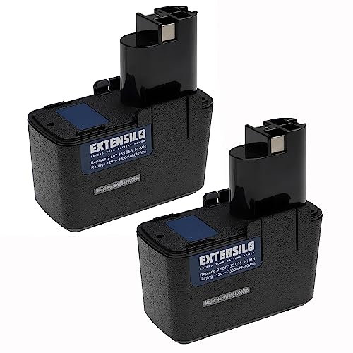 EXTENSILO 2x Battery compatible with Bosch BABS 12V, BH-1214, GBM 12VES-2, GLI 12V, GSB 12 VSE-2 Power Tools (3300 mAh, NiMH, 12 V)