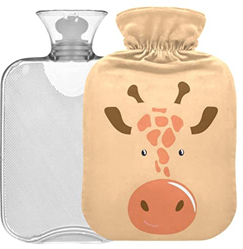 Hot Water Bottle with Cover Giraffe Transparent Heat Bag for Bed Hand Feet Warmer Pain Relief Cold Therapy 2L