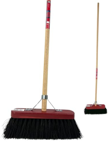 Synx Tools Stadtbesen - Colombo Besen - Rote Kappe - 30CM - Naturfaserhaare - Straßenbesen Haare - Besen Outdoor - Schrubben Bürsten - Außenbesen