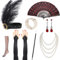 Nabance 20er Jahre Accessoires Gatsby Accessoires Damen 20er Jahre Kostüm Damen 1920s Kostüm Damen Flapper Set 1920er Accessoires Damen 20er Jahre Zubehör Set Retro Style Stirnband Set-8 Stück