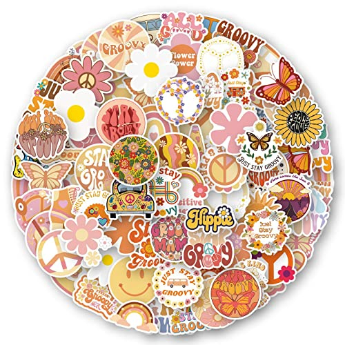 Hippie Aufkleber für Laptop (100 PCS),Geschenk für Kinder Jugendliche Erwachsene Jungen,Hippie Stickers Wasserdicht Vinyl Aufkleber für Scrapbook,Skateboard,Auto,Gepäck