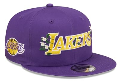 New Era Los Angeles Lakers NBA Flower Wordmark Purple 9Fifty Snapback Cap - M - L