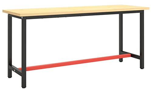 Tidyard Werkbank Gestell Werkbankgestell Tischgestell Werkstatt Mattschwarz und Mattrot 170x50x79 cm Metall
