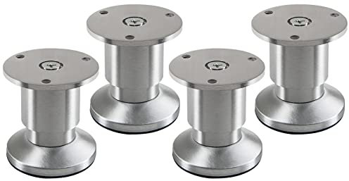4 x SOTECH Pieds de meuble ALPHA pieds de canapé réglables en aluminium brossé, chargeable jusqu'à 250 kg Hauteur : 50 mm