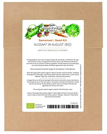 Aussaat im August (Bio) - Samen-Geschenkset mit 7 Gemüsesorten, die im August ausgesät werden können