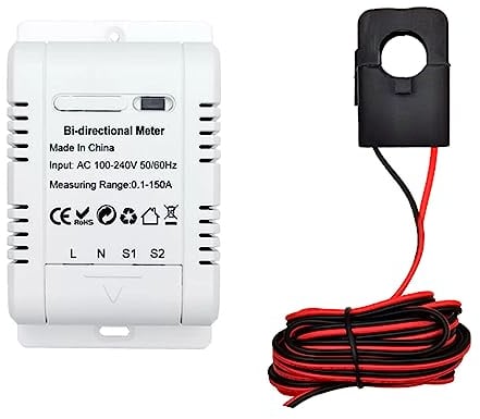 WLAN Smart Stromzähler Energiezähler KWh Zähler Energiemessgerät Stromzähler Stromverbrauch Messgerät, mit Stromwandler(150A), Einspeisezähler Solar Balkonkraftwerk, Arbeite mit Tuya&Smart Life