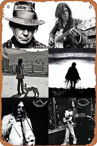 DVORZUBE Neil Young Poster, Musik-Blechschild, Vintage-Retro-Stil, Metallschild für Wand, dekoratives Metallposter, 20,3 x 30,5 cm