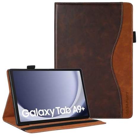CASAFUNY Hülle für Samsung Galaxy Tab A9+/ Tab A9 Plus 11 Zoll 2023, PU Leder Multi-Winkel Folio Schutzhülle mit Auto Schlaf/Wach Tablet Case für Galaxy Tab A9 Plus 2023(SM-X210 SM-X215 SM-X216),Braun