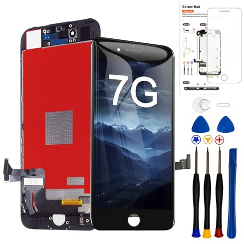 LMQ for iPhone 7 LCD Screen Replacement Black 4.7 Inch Frame Assembly Display 3D Touch Screen Digitizer with Repair Tools Kit Tempered Glass Screen Protector for A1660, A1778, A1779 (Black)