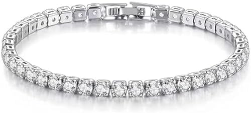 QESSUVNC Herren-Goldkette,Herren Tennisarmband Tenniskette, Damen-Eismuster-Design, 5,5 mm, Damen-Tennisarmband aus Sterlingsilber verstellbares Armband Zirkon-Armband für Freunde