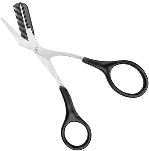 3-Teiliges Augenbrauen-Trimm-Werkzeugset, Präzisions-Augenbrauen-Trimmschere, Edelstahl-Präzisions-Augenbrauenschere, Augenbrauenkammschere, geeignet für Männer und Frauen– Schwarz