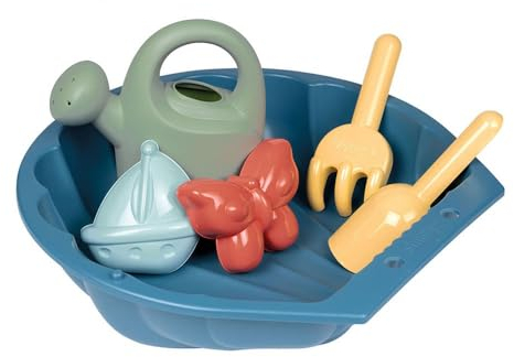 Smoby Life 850209 - Mini vassoio per sabbia rifinito, pala + rastrello, gioco da spiaggia, in plastica riciclata, a partire da 18 mesi, 850209