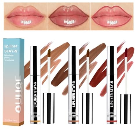 LuckNest Pintalabios mate de 3 colores, resistente al agua, larga duración, lápiz labial para tatuaje, tinte para labios para mujeres