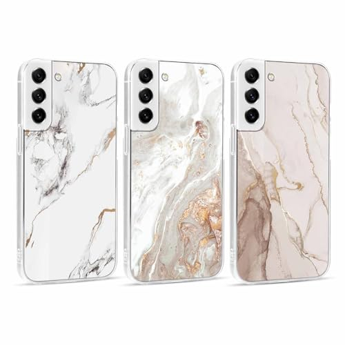 Xylota 3 Stück Handyhülle für Samsung Galaxy S21 FE 5G 6,4 Hülle,Transparent Case mit Aesthetic Marmor Muster, Weich Silikon Ultra Dünn TPU Stoßfeste Kratzfest Schutzhülle Cover für Samsung S21 FE,02