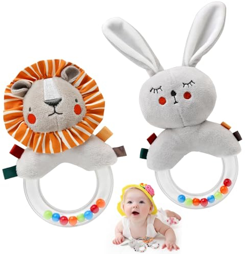 JoyLife Sonajero Bebe 0 3 6 12 Meses Montessori Bebe 0 a 12 Meses Juguetes Sonajero Juguetes de Animales Suaves para Bebé Sonajero de Juguete Regalos Bebes Recien Nacidos Originales 2 Piezas