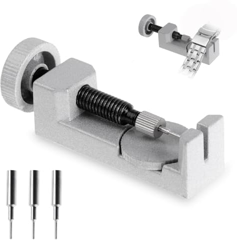 DAJISI Watch Link Removal Tool Kit Watch Band Strap Link Pin Remover Metal Watch Pin Removal Tool with 3 Extra Pins Watch Bracelet Sizing Adjustment for Watch Strap Link Pin Removal(sliver)