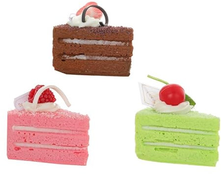 6 PC Magnetic Fake Pastry Cakes Slices, Artificial Cake for Display, Realistic Fake Food Faux Sponge Cake Décor, Fake Desserts Pastries for Decoration, Artificial Food Fridge Magnet Decoration, CAF02