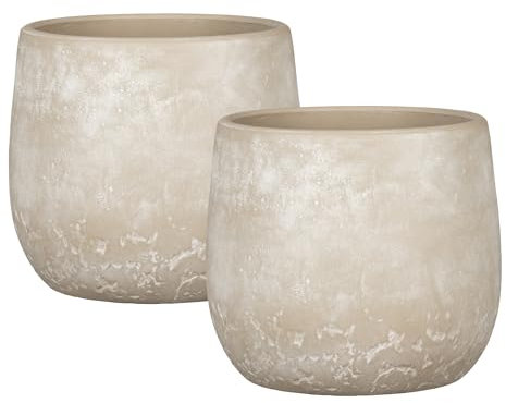 Scheurich Dune, Blumentopf aus Keramik, Farbe: Washed Cream, 15,2 cm Durchmesser, 14,5 cm hoch, 3,9 l Vol.