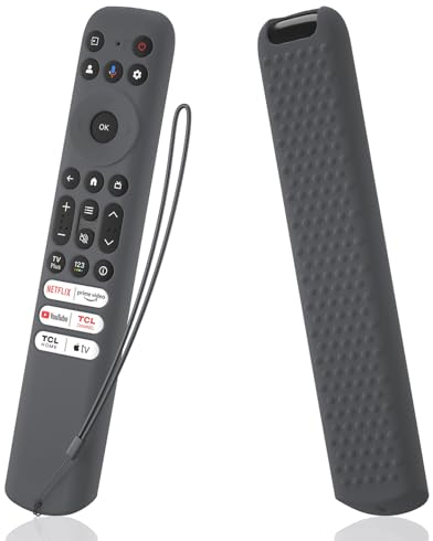 AKSHFETH Silicone Remote Cover for TCL RC813 FMB1/RC923 FMB3 Smart TV Remote, Silicone Protective Case with Lanyard (dark grey)
