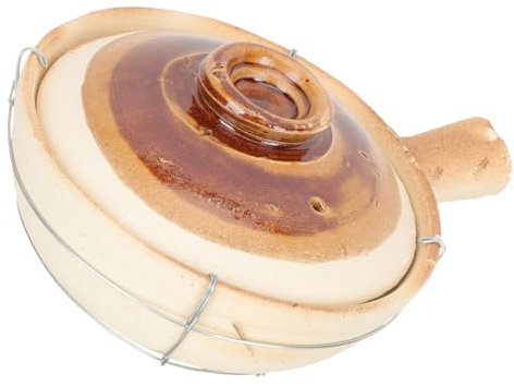 CIYODO Piccola Casseruola in Ceramica E Argilla Per Uso Domestico Per Zuppe Stufati E Brasati Coperchio E Manico