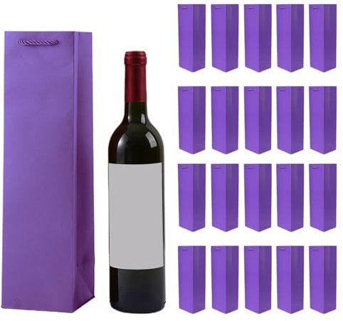 Sacchetto per bottiglie di vino in carta kraft, sacchetto regalo di alta qualità con manico, 20 sacchetti per bottiglie, organizer per Natale, matrimonio, festa