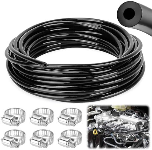 XSHAO® 8 Mètres Durite Silicone, Durite Depression 3mm Durite Essence avec 6 Colliers de Serrage pour Utilisation Sur Moteur de Voiture et Systèmes Turbo (ID 3 mm, OD 7 mm)