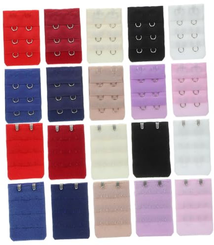 SOIMISS Bra Extenders 20 Pieces Narrow 3 Rows 2 Hooks Women's Underwear Extension Buckles Multiple Colours Easy to Wash Suitable for Pregnant Women