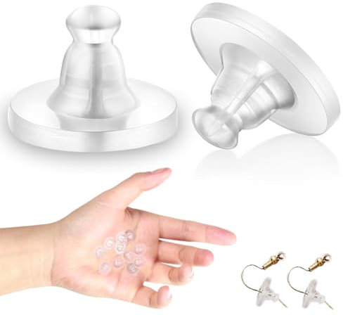 ZUWIJEQ 200 Piezas Tuercas de Pendientes, hebilla para pendientes, Transparente Silicona Cierres Pendientes Tapón Posterior de Pendiente de Seguridad, hebilla de conexión para pendientes