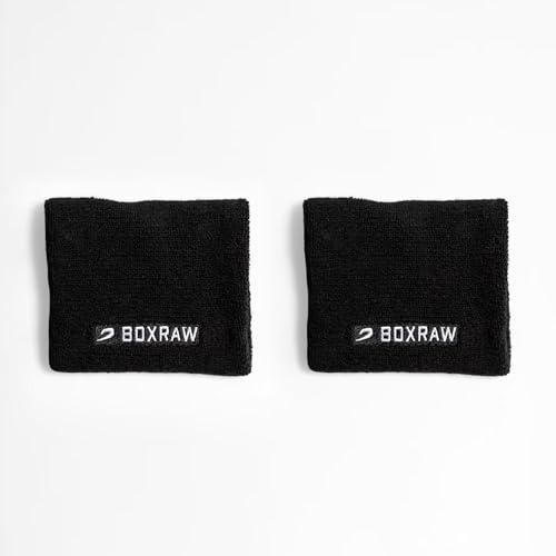 BOXRAW Boxing Glove-Sweats, 2 Pack, Elasticated Terry Cotton Sweat Bands | Protective Sweat Wristbands for Boxing Glove Laces & Velcro, Absorbent Wrist Bands for MMA & Training, Machine Washable
