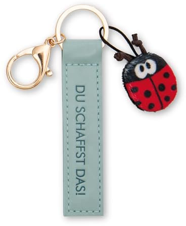 NICI Schlüsselanhänger Du schaffst das! Kunstleder- band türkis 10cm mit Marienkäfer