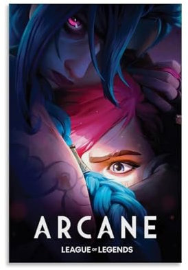 Poster a tema anime Arcane serie TV retrò vintage Comics Vi Jinx Cover Music Poster per stanza, decorazione artistica da parete per camera da letto, 30 x 45 cm