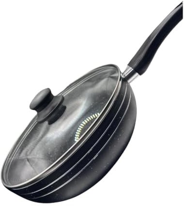 UWEVO Induction Non Stick Wok Pan Deep Stir Fry Pan with Lid – 26cm Frying Pan | 5-Ply Die Cast Construction, Induction, Electric and Gas Hobs